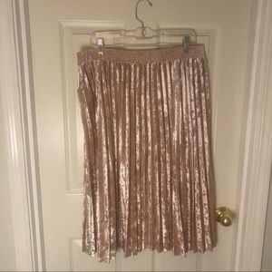 Pink Velvet Pleated Skirt